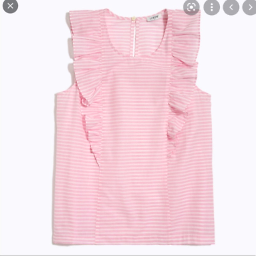 J.CREW Women’s Sleeveless Ruffle Top Style J1044 Striped Pink Size 10